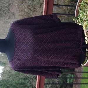 West Kei Black And Red Blouse Polka Dot Tie Waist Size L